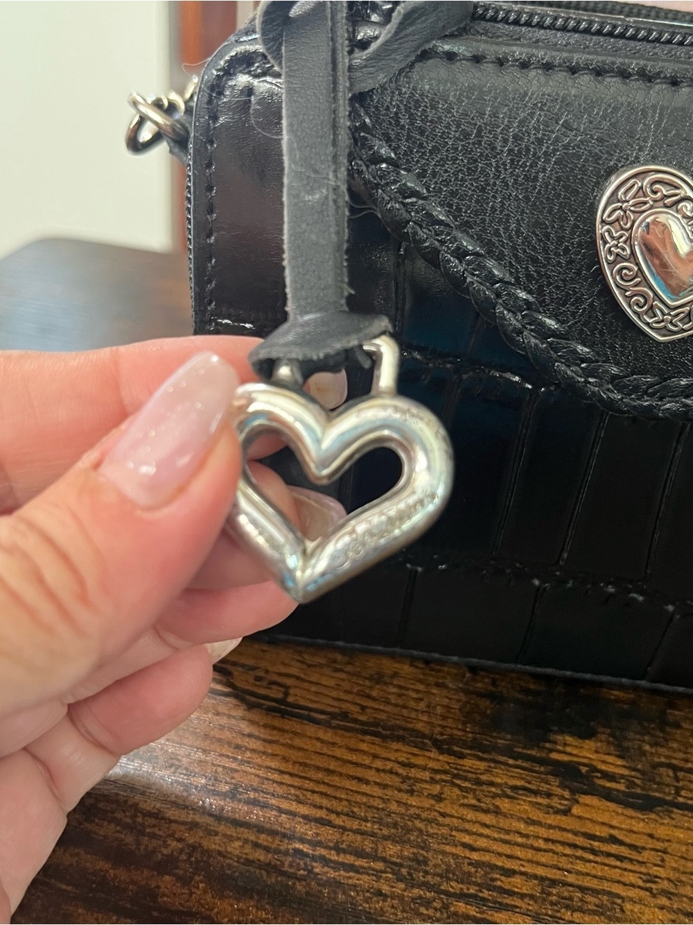 🖤 VINTAGE Brighton Black Croc-Embossed Leather Mini Box Crossbody Bag 🖤 - Picture 9 of 12